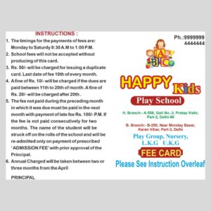 School Fee Card Printing – A5 & A6